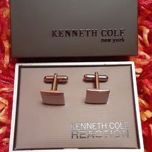 Kenneth Cole Silver Cuff Links with Box